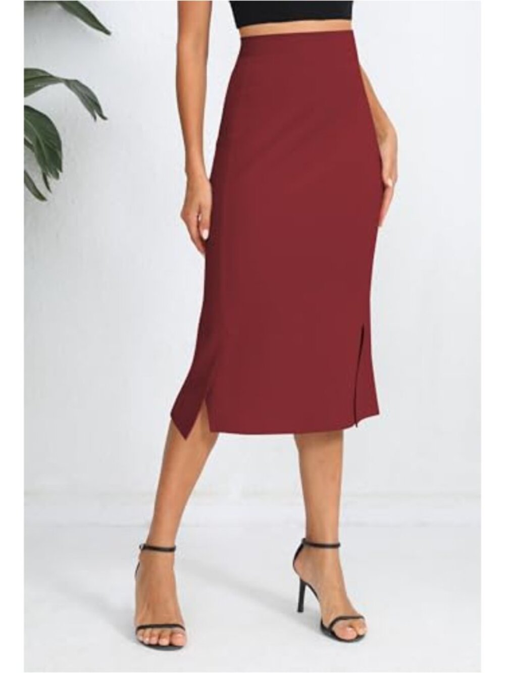 Women's Stretch Fishtail Pencil Skirt High Waist Midi - Picture 3 of 5